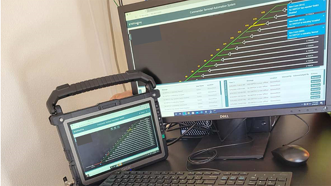 Pictured: TekTracking’s Commander Terminal Automation tablet and workstation were implemented in a Canadian Class I railroad yard last fall.