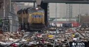 Recent cargo thefts from UP trains have left the railroad’s property littered with debris.
