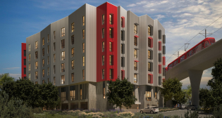San Diego MTS and Affirmed Housing have broken ground on a new five-story transit-oriented housing development featuring 124 studio and one-, two- and three-bedroom units reserved for households earning 30%-60% of the area median income. (Rendering Courtesy of Studio E Architects)