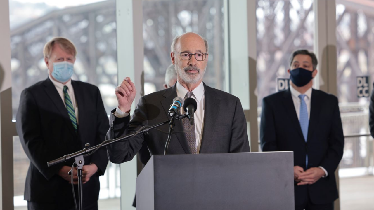 PennDOT and NS are now collaborating to finalize an operating agreement and the improvements needed to increase passenger-rail service on the NS-owned corridor west of Harrisburg, officials announced on Feb. 18. Pictured: Pennsylvania Gov. Tom Wolf.