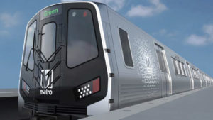 Pictured is an artist’s rendering of the new Hitachi Rail 8000-series railcars for WMATA, which will be built in Maryland.