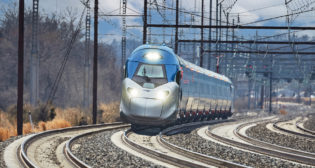 Amtrak’s new Alstom-built Acela II trainset, seen here testing on the Northeast Corridor, is expected to enter revenue service later this year. (Gary Pancavage)
