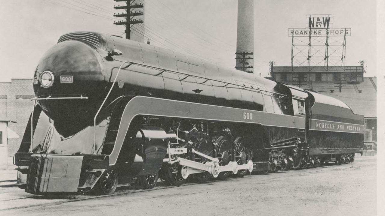 The NS-donated archives document the history of Norfolk & Western, which originated as a nine-mile single-track line in 1838 to connect Petersburg and City Point (now Hopewell), Va., and helped to create NS through a merger with Southern Railway in 1982. Pictured: Locomotive No. 600 leaving the Roanoke Shops.