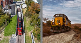 Railway Age’s 2022 Short Line of the Year is the Vermont Railway (VTR; left). Our Regional of the Year is the South Kansas and Oklahoma Railroad (SKOL).