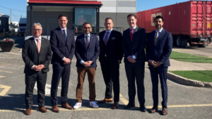 “CP was pleased to host Canadian Federal Transport Minister @OmarAlghabra at our Vaughan Intermodal Terminal in Ontario Friday [June 3] for the announcement of $24 million in federal funding for grade crossing safety improvements across Canada,” Canadian Pacific (CP) reported on Twitter. (Photo Courtesy of CP via Twitter)