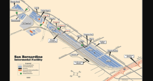 BNSF will add approximately 4.3 miles of new fourth main track to eliminate bottlenecks to the San Bernardino (Calif.) Intermodal Facility, located at 1535 W. 4th Street. (Map Courtesy of BNSF)