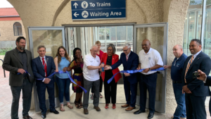 U.S. Rep. Robin Kelly (D-Ill.) on June 25 reported on Twitter: “This morning I attended the ribbon-cutting ceremony for the newly renovated Amtrak platform at the Homewood Station. Commuters in the [Chicago] South Suburbs deserve safe, accessible and well-maintained public transportation, and this project does just that.” (Photograph Courtesy of Rep. Kelly via Twitter)