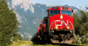 CN second-quarter revenues were up 21% from the prior-year period. This is “mainly due to higher applicable fuel surcharge rates, freight rate increases, higher Canadian export volumes of coal via west coast ports, higher volumes of U.S. grain, and the positive translation impact of a weaker Canadian dollar; partly offset by significantly lower export volumes of Canadian grain,” CN said. (Photograph Courtesy of CN)