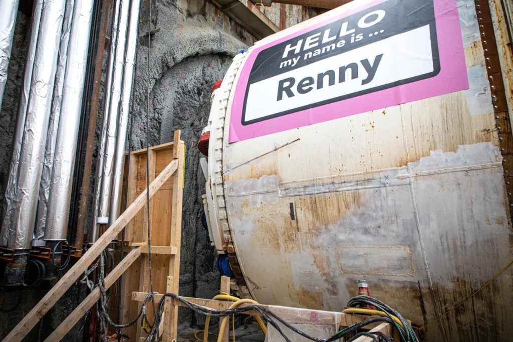 Renny in the launch shaft, right before the start of tunneling in April. (Metrolinx photo)