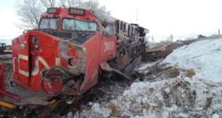 TSB issued two safety recommendations following its investigation of the Jan. 3, 2019 CN train collision and derailment near Portage la Prairie, Manitoba. (Photograph Courtesy of TSB)