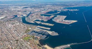 Aerial view of the San Pedro Bay Port Complex in California. (Photograph Courtesy of Port of Los Angeles)
