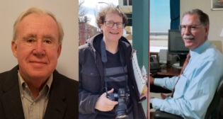 The Railway & Locomotive Historical Society has recognized John P. Hankey (left) with a senior achievement award; Brian Solomon (center) with a photography award; the late William L.Withuhn (right) with a book award; and Bill Leistiko and Gregg Ames with magazine article awards.