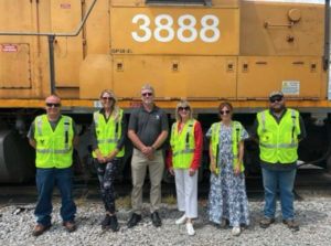 Anna May (second from right), a staff member from the office of Congressman Michael Guest (R-Miss.), and Missy Younger (third from right), a staff member from the office of Congressman Trent Kelly (RMiss.), joined Watco Assistant Vice President-Government Relations Ailsa von Dobeneck (second from left) for a tour of ASLRRA member and Watco company Mississippi Southern Railroad and a discussion of short line freight rail industry priorities.