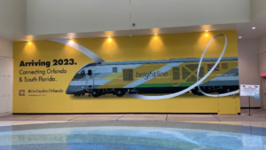 Brightline on Sept. 17 posted on Twitter: “See you next year, Orlando. Construction is 83% complete & our Orlando Station is taking shape!” The station is located in Orlando International Airport’s new Terminal C, which opened to the public on Sept. 20. (Photograph Courtesy of Brightline, via Twitter)