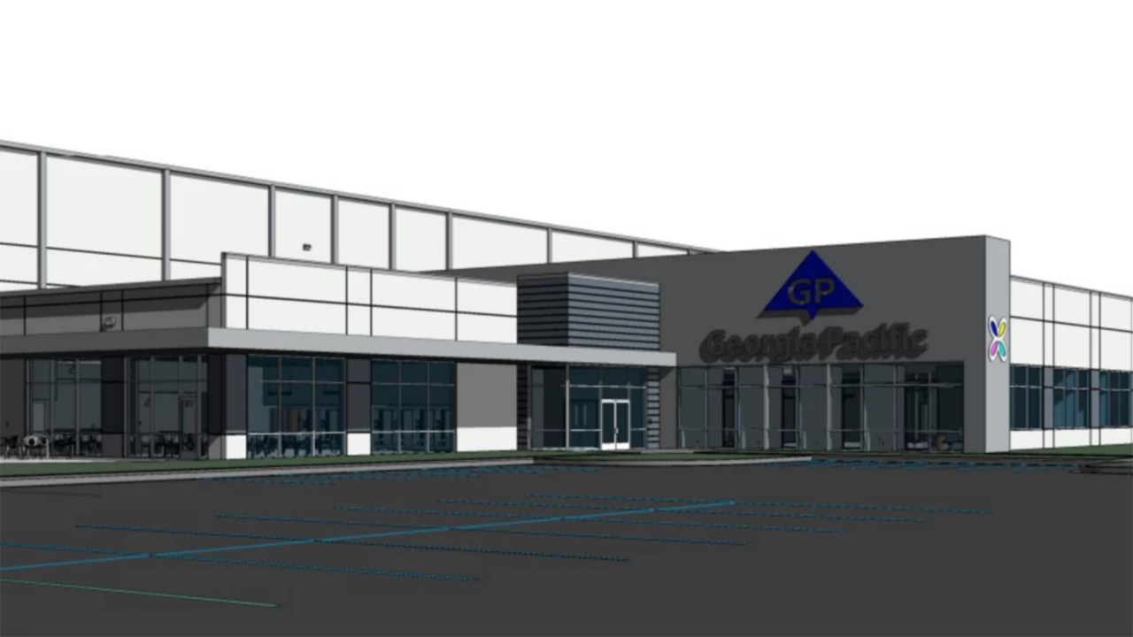 Rendering of Georgia-Pacific’s new 900,000-square-foot Dixie® plant in Jackson, Tenn. (Image Courtesy of Georgia-Pacific)