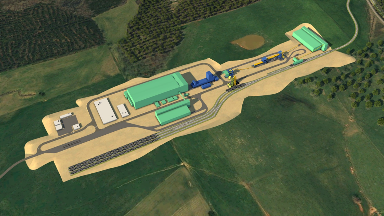 Conceptual design of the 30,000 metric-ton-per-year Tennessee Lithium plant, to be served by CSX. (Rendering Courtesy of Piedmont Lithium)