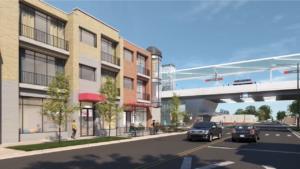 Conceptual rendering of the RLE area redevelopment near 103rd Street station. (CTA)