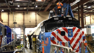 This remanufactured locomotive from Progress Rail is the first of 15 to be delivered to Metra for operation in Chicago commuter rail service. (Photograph Courtesy of Metra, via LinkedIn)