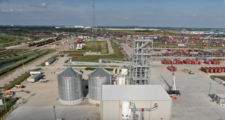 UP has opened its grain transload facility collocated at the Global IV intermodal terminal in Joliet, Ill. (Photograph Courtesy of UP)