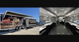 ASLRRA’s Mobile Technical Training Center (left) can bring two FRA Type II locomotive simulators and a six-station classroom to any location in the continental United States. (Photographs Courtesy of ASLRRA)