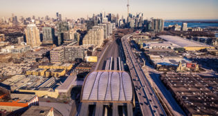 Artist’s rendering showing an aerial view of Ontario Line’s Exhibition Station on Toronto’s west side. (Image Courtesy of Metrolinx)