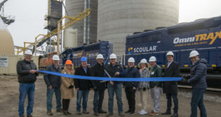 Scoular leaders, along with officials from BNSF and OmniTRAX, celebrated the completion of the new Grainton facility on Nov. 17.