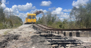 Herzog’s ACT was used to assist with reconstruction of tracks impacted by Hurricane Ian in southwest Florida. (Photograph Courtesy of Herzog)