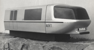 An image of a 1/12 scale model of a BART railcar prototype from the 1960s. (Sundberg-Ferar Image, Courtesy of BART)