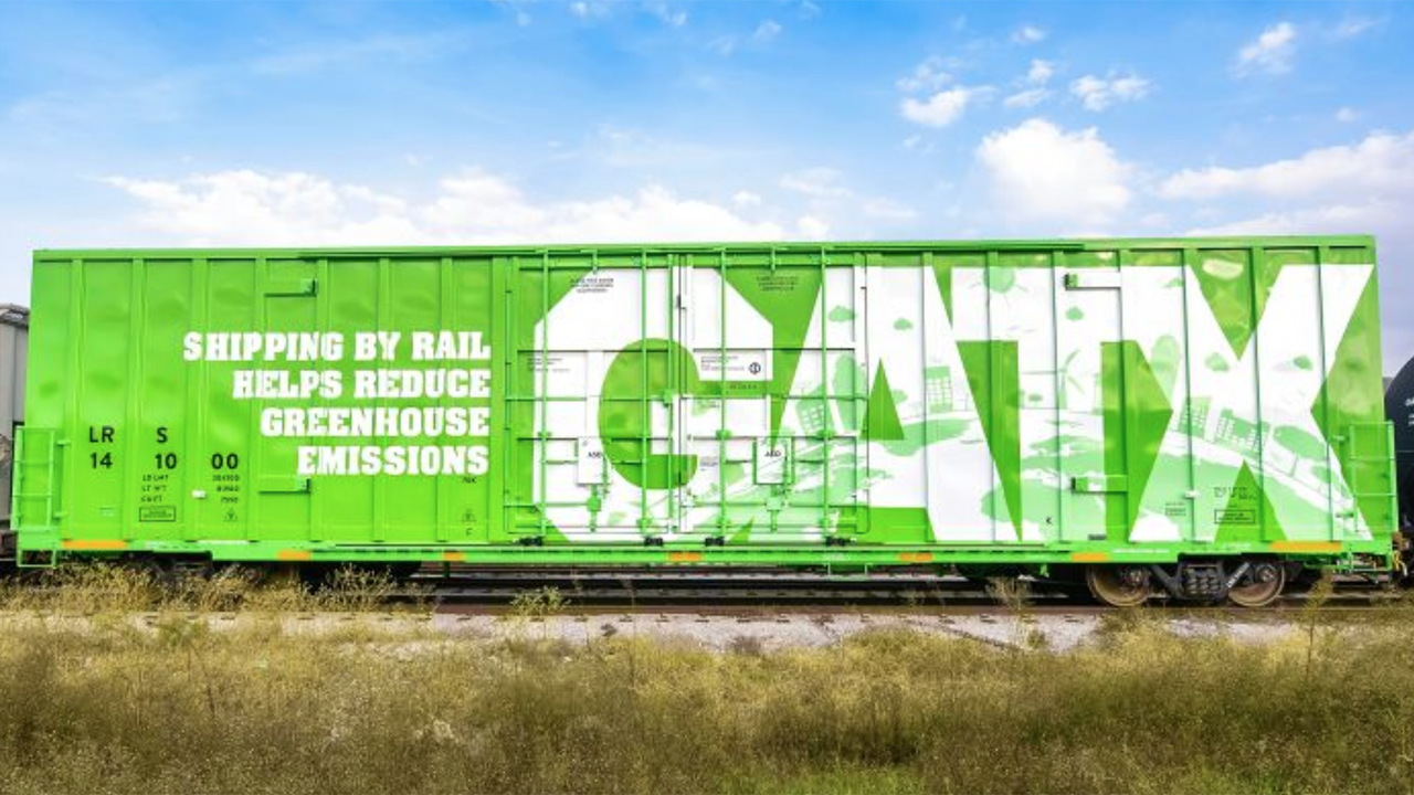 “GATX is sending us a boxcar that’s green—literally. The car will be in use across our network. Keep an eye out and maybe you’ll spot it!” BNSF wrote via LinkedIn earlier this month. (Photograph Courtesy of GATX via LinkedIn)