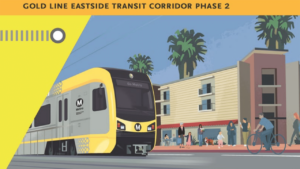 LACMTA’s Eastside Transit Corridor Phase 2 project would extend the L Line nine miles from East Los Angeles (at Pomona and Atlantic boulevards) to Whittier, serving the cities of Commerce, Montebello, Pico Rivera, Santa Fe Springs, and Whittier, and the unincorporated communities of East Los Angeles and West Whittier-Los Nietos. (Rendering Courtesy of LACMTA)