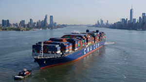 The CMA CGM Group has signed a binding agreement to acquire the GCT Bayonne and New York terminals, currently held by Global Container Terminals Inc., at the Port of New York and New Jersey. (Photograph Courtesy of CMA CGM Group via Twitter)