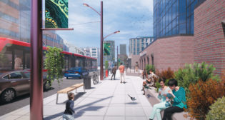 The Calgary Green Line LRT project’s first phase is slated to connect southeast Calgary to downtown—11.18 miles from Shepard to Eau Claire—and link to the existing Red and Blue lines and four MAX BRT (Bus Rapid Transit) routes. (Calgary Transit Rendering)