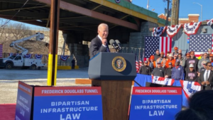 President Biden on Jan. 30 helped kicked off the project to replace the 150-year-old Baltimore & Potomac Tunnel, addressing the largest rail bottleneck between Washington, D.C., and New Jersey. (Photograph Courtesy of FRA, via Twitter)