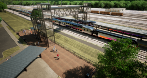 An artist rendering of the approved North Brunswick Train Station concept design. The design is subject to change upon completion of the final design. (Rendering Courtesy of Middlesex County)