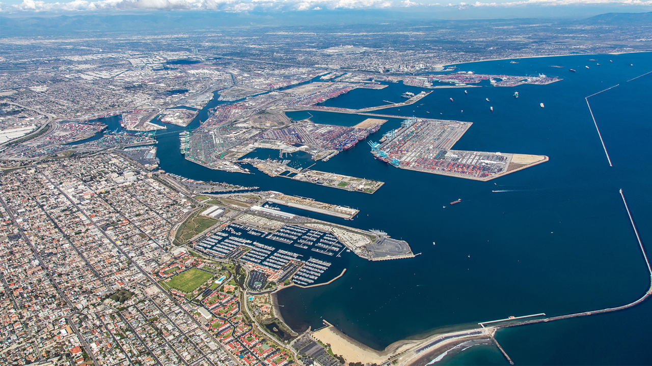 Aerial view of the San Pedro Bay Port Complex in California. (Photograph Courtesy of Port of Los Angeles)
