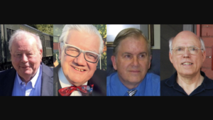 Pictured (left to right): Pete Claussen, Bruce M. Flohr, Ed Lewis and Richard Robey are ASLRRA’s 2023 Short Line Railroad Hall of Fame inductees.