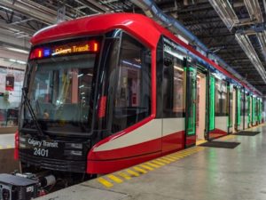 The new Siemens Model 200 railcars, approved by GCRTA, are modeled after a fleet currently used by Calgary Transit (pictured).
