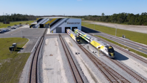 Brightline, Siemens and Herzog plan to employ 150 highly skilled technical positions at Basecamp, Brightline’s new $100 million state-of-the-art train maintenance facility that can service up to 16 trains at a time. (Screen grab courtesy of Brightline)