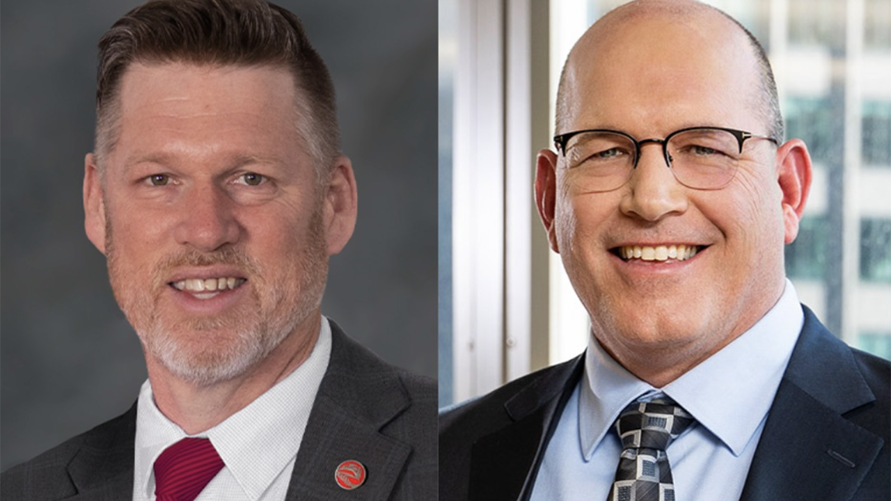 Justin Broyles of R. J. Corman Railroad Group (left) and Robert (Buck) Rogers of CN have joined the Railroad-Shipper Transportation Advisory Council.