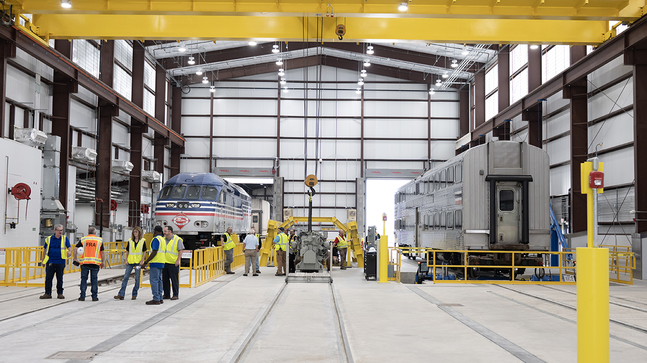 Virginia Railway Express has officially opened its new Lifecycle Overhaul and Upgrade (LOU) Facility in Spotsylvania County, Va. (VRE Photograph)