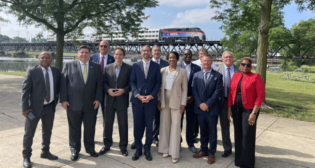 On July 6, Metra Board Chair Romayne C. Brown and CEO/Executive Director Jim Derwinski joined Illinois Gov. JB Pritzker and Rockford, Ill., elected officials to announce that the commuter railroad will operate state-supported passenger rail service to Rockford starting in late 2027. (Photograph and Caption Details Courtesy of Metra, via Twitter)