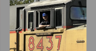 Jorge Moralez, a conductor and local trustee out of Local 933 in Jefferson City, Missouri, is shown on the job. Brother Moralez and other members of his local are leading efforts to restore an old Missouri Pacific caboose in Pleasant Hill, Missouri.