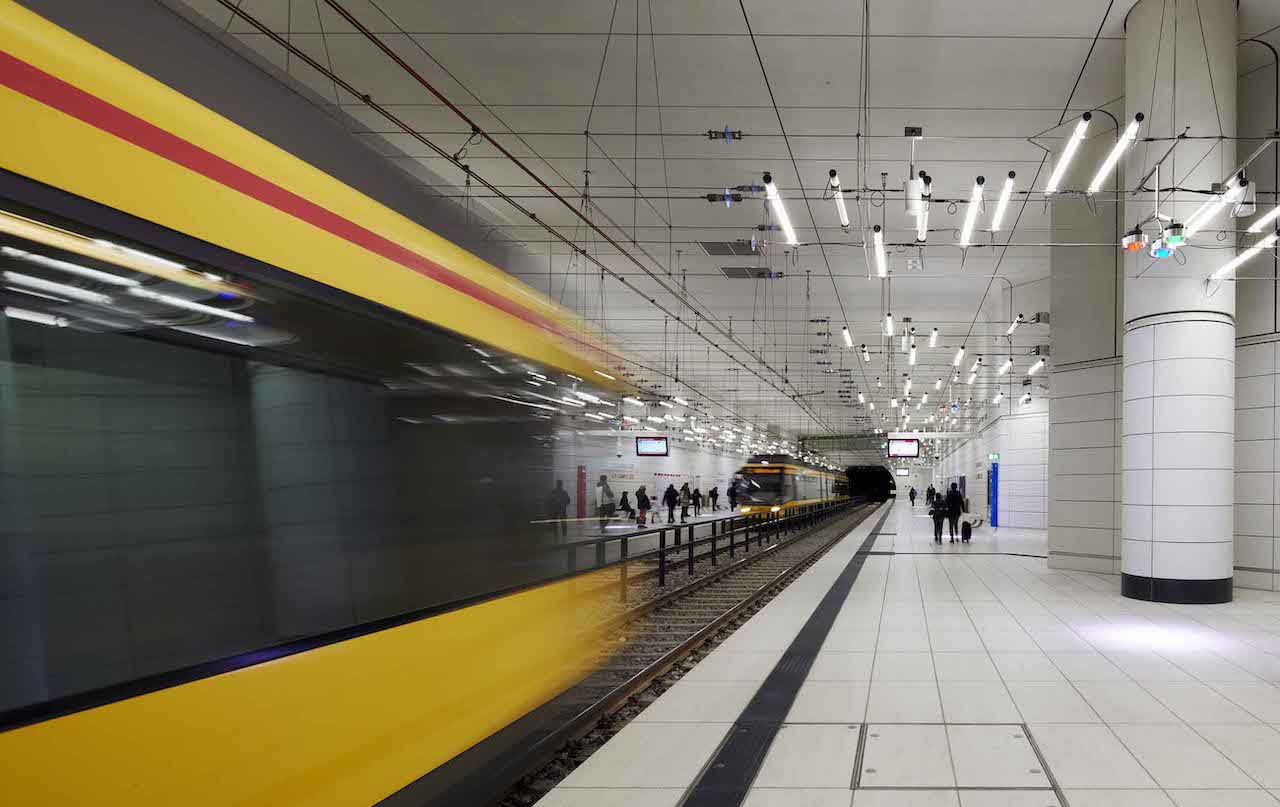 Underground light rail in Karlsruhe, Germany.