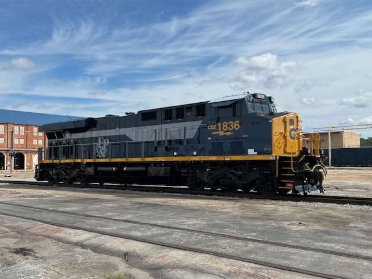 CSX No. 1836 is the tenth in a series of heritage locomotives to roll out of the Class I's paint shop in Waycross, Ga. (CSX photo via LinkedIn)