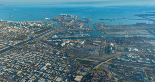 Aerial view of Pier B. (Port of Long Beach Photograph)