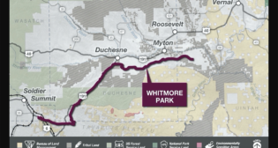 In August 2021, the STB Office of Environmental Analysis issued a Final EIS for the Uinta Basin Railway project, identifying the 88-mile Whitmore Park Alternative as the environmentally preferred route, one of three analyzed. It would extend from two terminus points in northeastern Utah’s Uinta Basin near Myton and Leland Bench to a connection with the existing Union Pacific Provo Subdivision near Kyune (see map above).