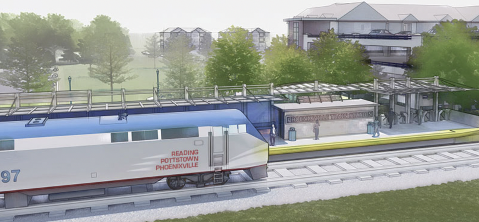 SRPRA has selected AECOM to develop a plan to restore intercity passenger rail service from Reading to Philadelphia, Pa. (SRPRA Rendering)