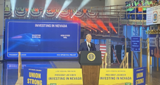 President Joe Biden joined elected officials from Nevada and California to formally announce that the Nevada Department of Transportation has received $3 billion in funding from the Federal-State Partnership for Intercity Passenger Rail Grant Program for Brightline West. (Brightline West Photograph)