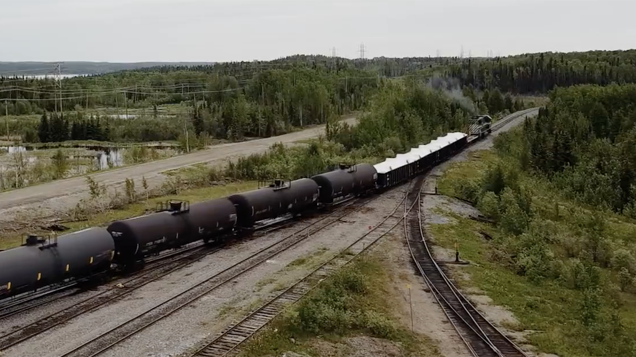 The 627-mile HBRY that connects with CN in The Pas, running north through Manitoba to the Hudson Bay at the Port of Churchill. (Screen Grab from a Arctic Gateway Group Video)