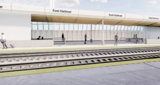 Metrolinx’s East Harbour Transit Hub in Toronto will be located on the Lakeshore East and Stouffville GO Transit rail lines. The station will provide connections to the Ontario Line subway and future Toronto Transit Commission services. (Rendering Courtesy of Metrolinx)